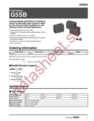 G5SB-1 DC12 datasheet  